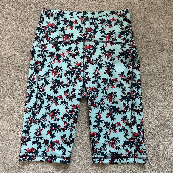 NWT Adidas x Stella McCartney Cycling Floral Shorts Blue/Multicolor Size L - Picture 3 of 11